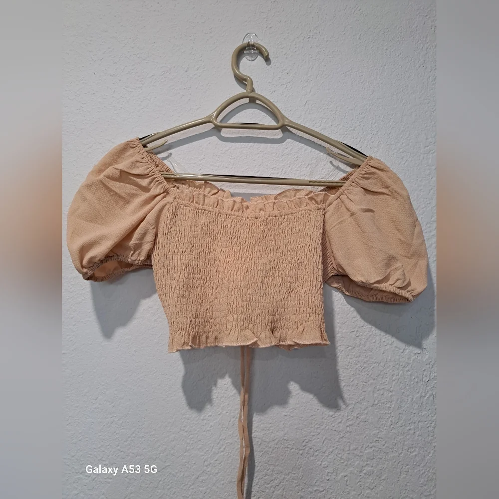Better Be Tan Puff Sleeve Crop Blouse